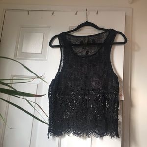 NWT Jessica Simpson cotton lace tank with fringe